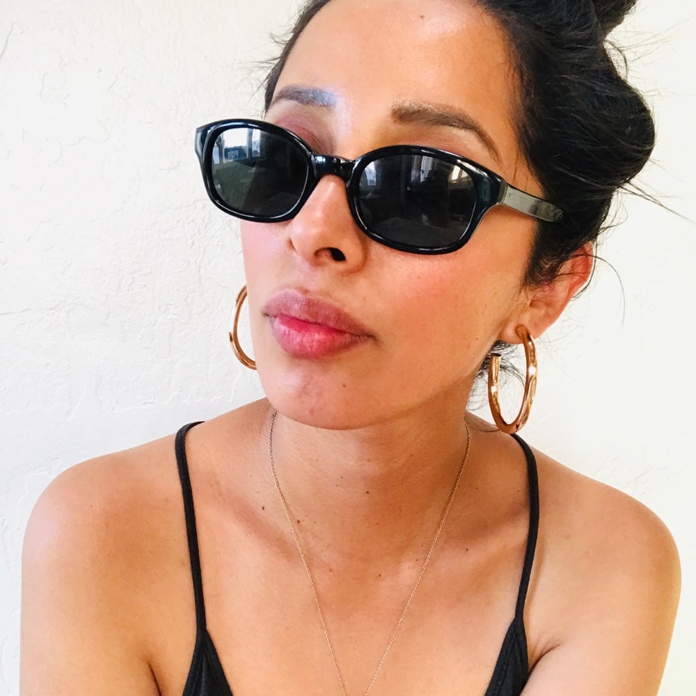 Retro 90s Slim Black Sunglasses